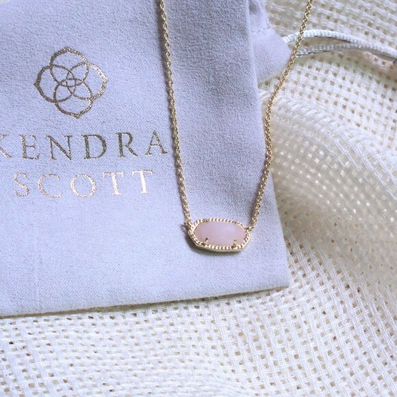 Kendra Scott Elisa Pendant Necklace Gold Rose Quartz Elegant Jewelry - Picture 2 of 2